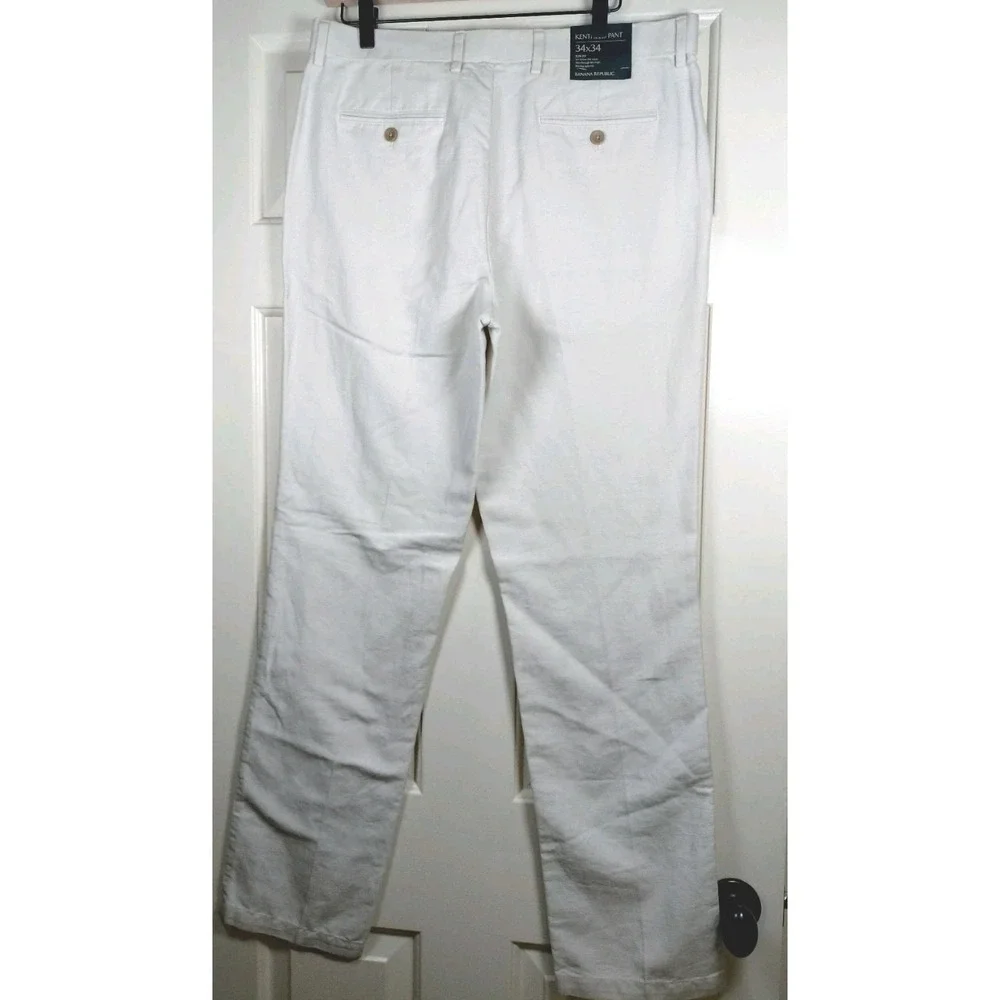 Banana Republic Kentfield Pant Men 34x32 (Tag 34x34) Off White Slim Fit NWT